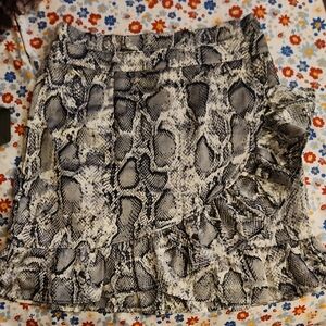 Boohoo Black and White Snake Print Skater Skirt